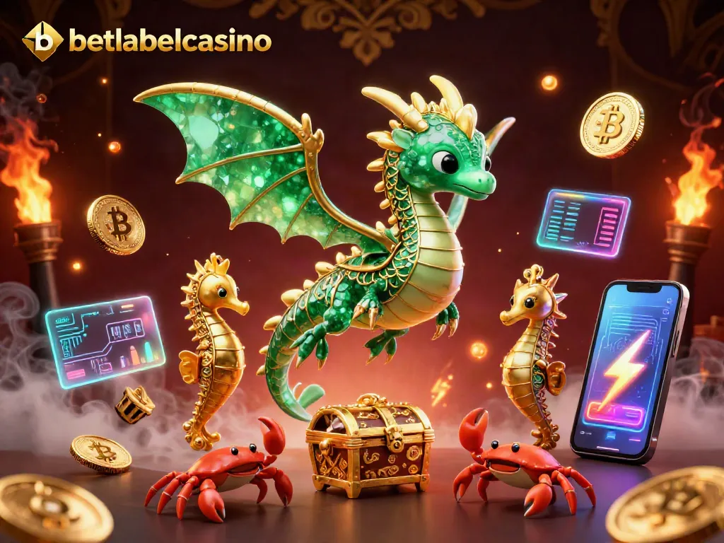 Experience the vibrant gaming world of betlabelcasino with a dazzling underwater scene featuring a mythical sea dragon.